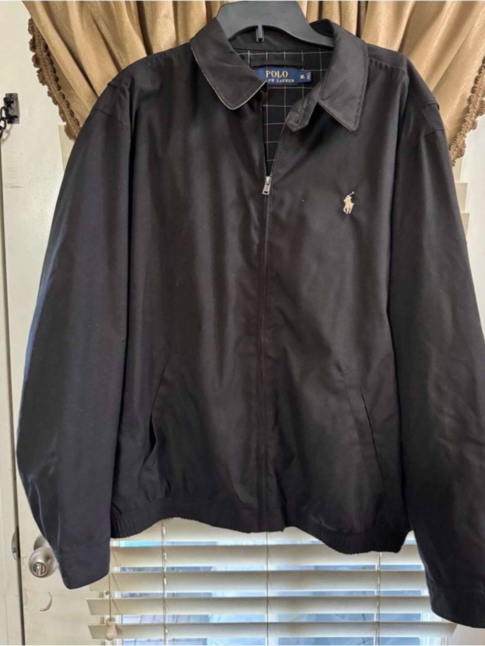 Ralph Lauren Black Bomber Jacket with Embroidered Pony